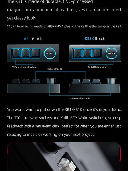 FiiO KB1 or KB1K Mechanical RGB Keyboard with Volume Knob