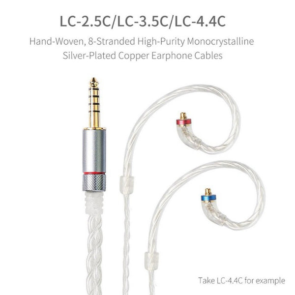 FIIO LC-2.5C LC4.4C MMCX Hand-Woven 8 strand Mono crystallin Silver-Plated Copper Earphone Cables LC2.5C LC3.5