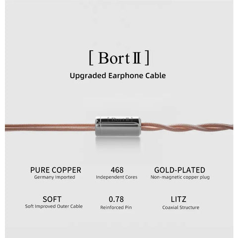 MOONDROP Bort II Upgrade Cable 468 Core Coaxial Litz High Pure Copper HiFi Professional Earphone Cable
