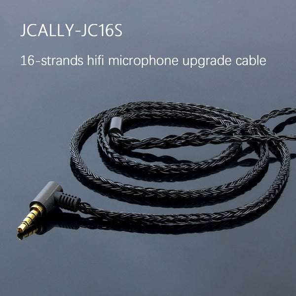 Jcally JC16S, Microphone Upgrade Cable: 5N OFC Copper, 16-Core, 2Pin 0.78mm MMCX, 3.5mm with Microphone Cable (JC 16S)