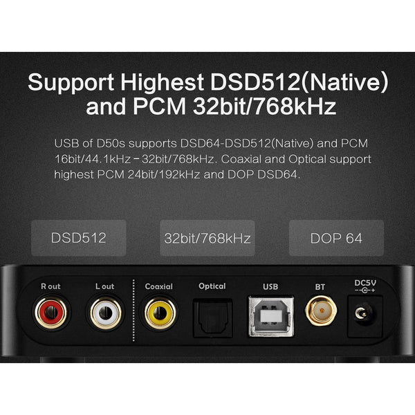 Topping D50S, Digital-to-Analog Converter: Bluetooth 5.0, ES9038Q2M, DSD512, 32Bit768kHz DAC (D 50S)