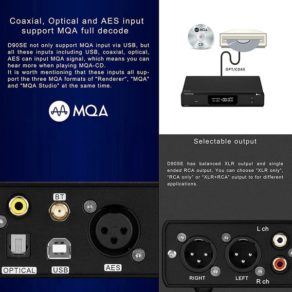 Topping D90SE, Digital-to-Analog Converter: 2021 Special Edition, MQA ES9038PRO, Bluetooth 5.0 (D90SE)