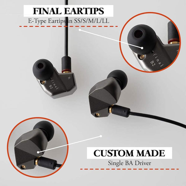 Final Audio B2, In-Ear Monitors: Sound Isolating Balanced Armature Driver Earphones IEM (B2)