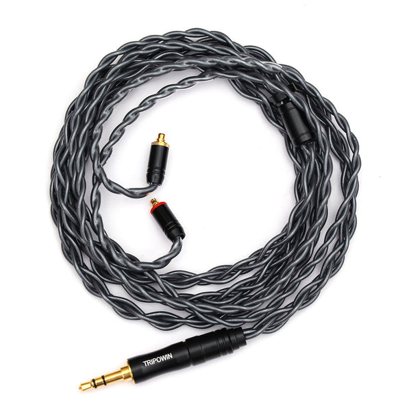 Tripowin Noire 24AWG OCC, In-Ear Monitors Upgrade Cable: with Swappable 3.5mm, 4.4mm, 2.5mm Connector (Noire)