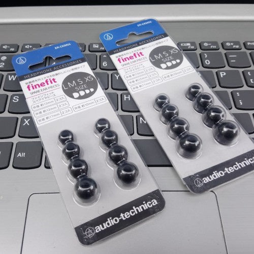 Audio Technica Finefit, Silicone Replacement Eartips (4 Pairs): with XS, Small, Medium and Large Eartip (Fine fit)