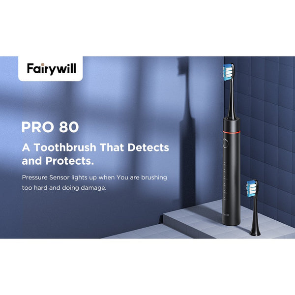 Fairywill P80, Electric Toothbrush: Pressure Sensor, LED 5 Modes, USB Charging Electric Toothbrush (P80)