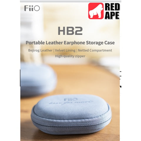 FiiO HB2, Portable Leather Storage Case: for Earphone Accessories Mini Protective Travel Casing Bag (HB 2)