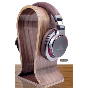 PremiumHeadphone Stand Wood,Stand for Headphones_flat bottom, Walnut Finish