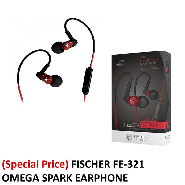 Fischer Audio Omega Spark FE-321, Wired In-Ear Earbuds: with Built-In Mic, High Performance Wired Earphones IEM (FE 321)