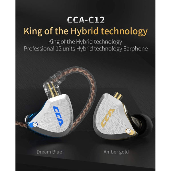 CCA C12, Hybrid In Ear Monitors: 5BA+1DD HIFI Bass Earphones IEM (C 12)