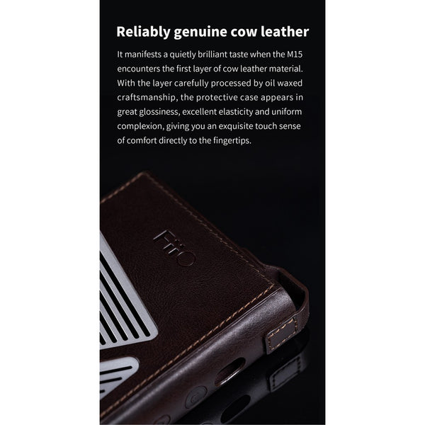 FiiO SK-M15A Protective Leather Cover Case: Exclusive Cowhide Casing for M15 MP3 Player (SKM15A, SK M15A)