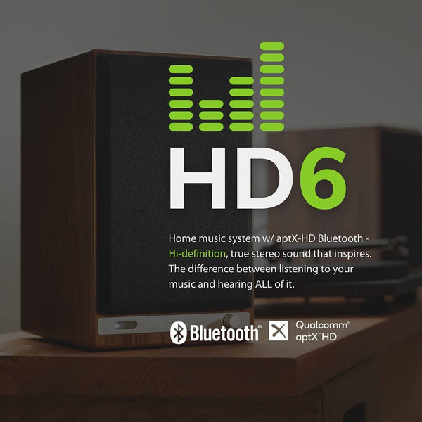 Audioengine HD6, Wireless Speaker: Desktop Monitor Speakers aptX HD Bluetooth, 150W Powered Bookshelf Speaker (HD6)