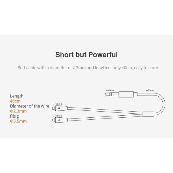 FiiO LC-3.5AS, MMCX In-Ear Monitors Cable (40CM): Standard MMCX 3.5 Connector Short Cable (LC3.5AS)