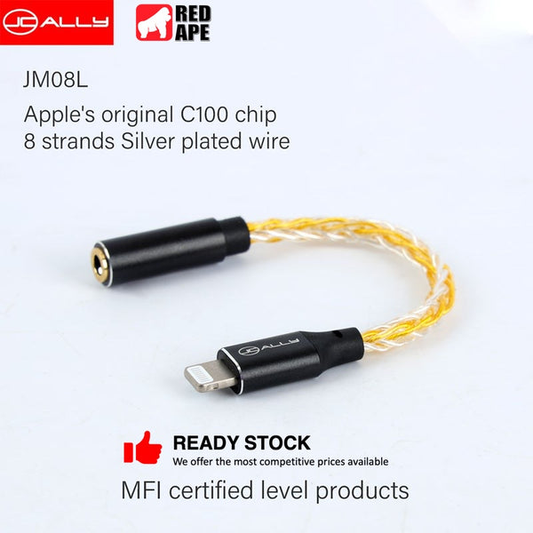 Jcally JM08L, Adapter DAC and Amplifier: Lt to 3.5mm, MFI Certified Portable Digital Audio Adapter DAC/AMP (JM08L)