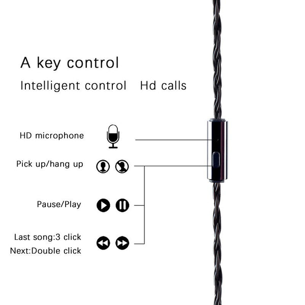 Jcally JC16S, Microphone Upgrade Cable: 5N OFC Copper, 16-Core, 2Pin 0.78mm MMCX, 3.5mm with Microphone Cable (JC 16S)