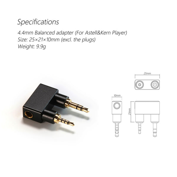 DDHifi DJ44K, 4.4mm to 2.5mm Adapter: 4.4mm Female to 2.5mm Balanced Adapter (DJ 44K)