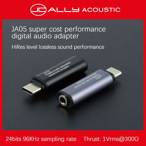 Jcally JA05, DAC Adapter: 24-bit HiFi for 3.5mm Female to Type-C Male Adapter (JA 05)