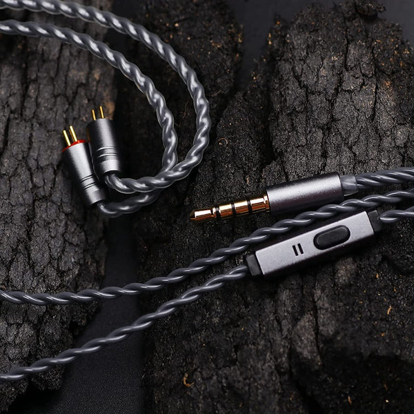 Tripowin Grace, In-Ear Monitors Upgrade Cable: with Microphone, Detachable Silver-Plated OFC Cable (Grace)