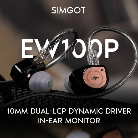 SIMGOT EW100 or EW100P 10mm Dynamic Driver in-Ear Monitors, Dual Cavity IEM with or without Microhpone