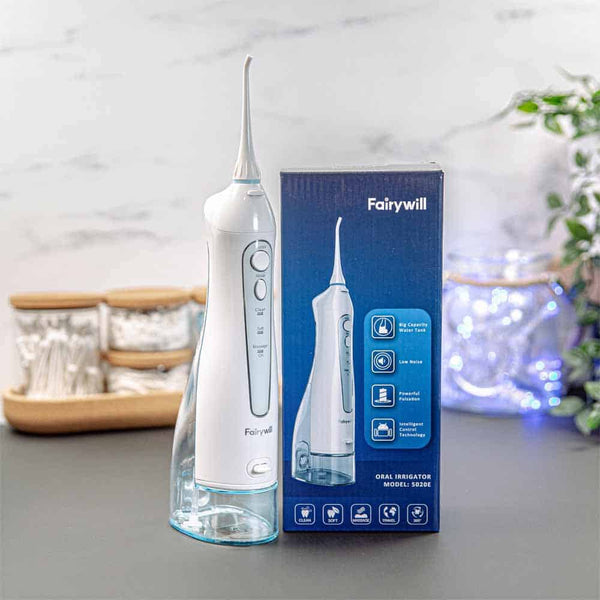 Fairywill 5020E Water Flosser: Cordless Dental Oral Irrigator with 300ml Water Tank 3 Modes, 8 Jet Tips (5020 E)