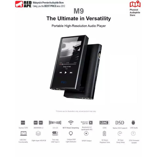 FIIO M9 High-Resolution Digital Audio Player: Compact Music Player DAP (M 9, M09)