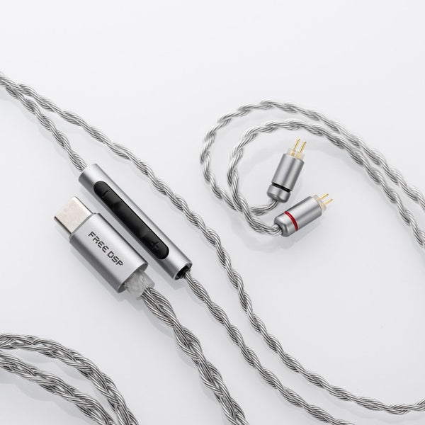 Moondrop Free 2pin DSP type C with Microphone Premium Silver Cable for Moondrop, FiiO, KZ and many others