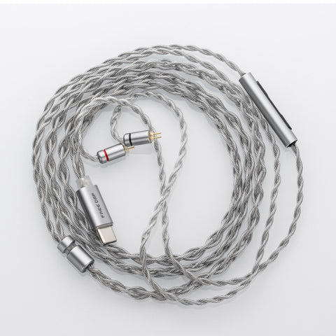 Moondrop Free 2pin DSP type C with Microphone Premium Silver Cable for Moondrop, FiiO, KZ and many others