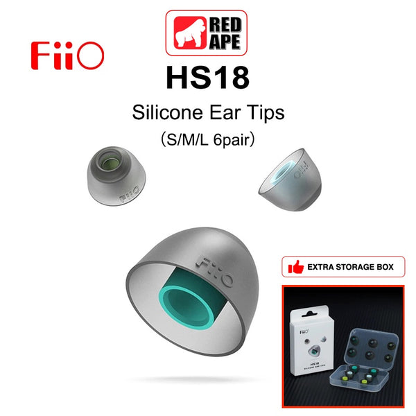 FiiO HS18 Premium Silicone Replacement Earbuds Ear Tips for Earphones comes in 2 Pairs of S/M/L
