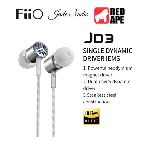 FiiO JadeAudio JD3 Earphones with Microphone Hi-Resolution 1DD IEMs Strong Bass Lossless Headphone with Mic