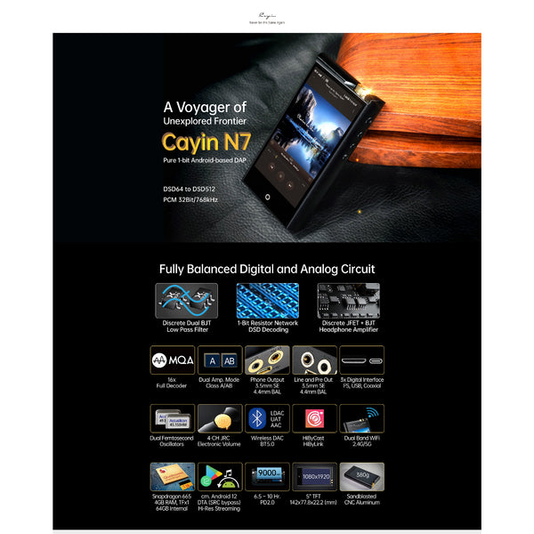 Cayin N7, Digital Audio Player: 1-Bit DAC with Master Quality MQA Music Player (N7)