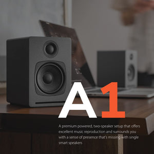 Audioengine A1 or A1-MR, Powered Speakers: Bluetooth Stereo Speakers for Bookshelf, Wired or Wireless (A1)