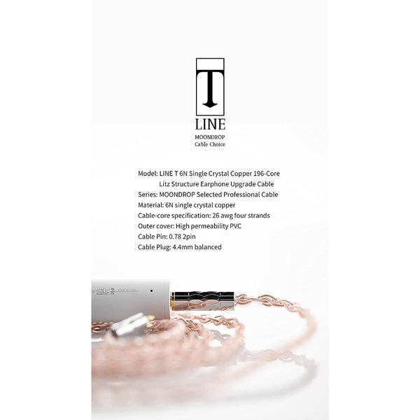 Moondrop LINE T 6N OCC Single Crystal Copper Earphone Upgrade Balance 4.4 Cable