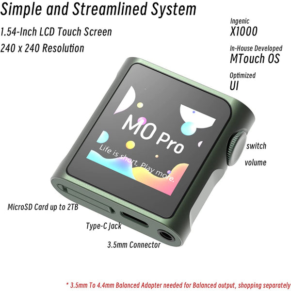 Shanling M0 Pro, Portable Digital Audio Player: Dual ES9219C Chips, Bi-Directional Bluetooth Music Player DAP (M0 Pro)