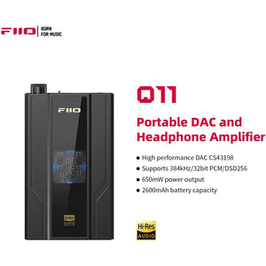 FiiO Q11, Portable DAC and Amplifier: High-Res Native DSD Audio Amplifier with USB-C DAC/AMP (Q 11)