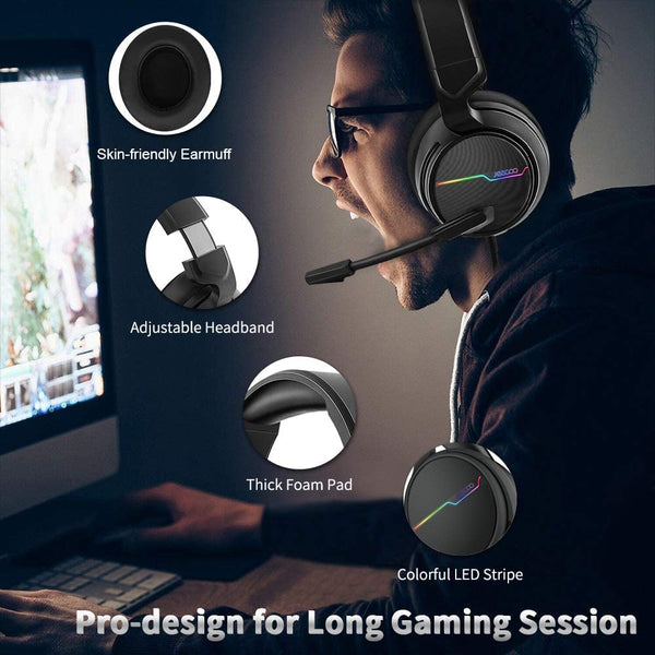 Jeecoo V20U, Stereo Gaming Headphones: for PS4, Xbox One S - Noise Cancelling with Microphone Gamer Headset (V20U)