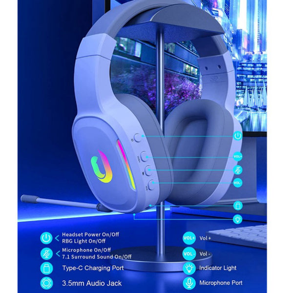 Jeecoo G80, Wireless Bluetooth Gaming Headphones: 7.1 Surround Sound, Low Latency Gamer Headset (G80)