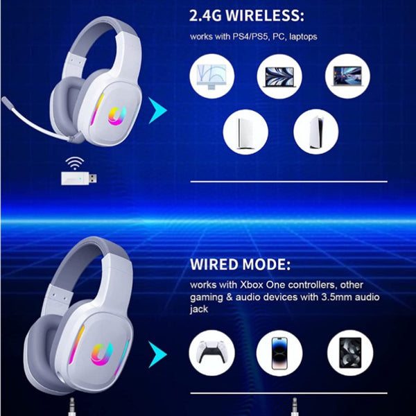 Jeecoo G80, Wireless Bluetooth Gaming Headphones: 7.1 Surround Sound, Low Latency Gamer Headset (G80)