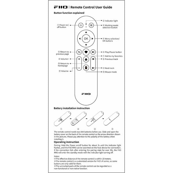 FiiO RM3, Universal Bluetooth Remote Control: for FiiO R7 Remote (RM 3)