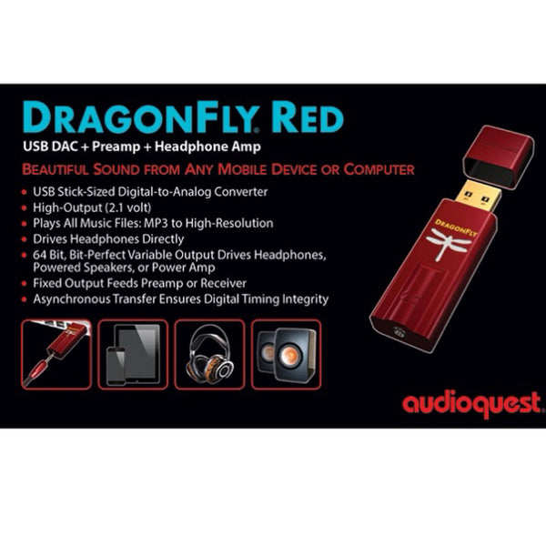 AudioQuest DragonFly Red, USB DAC and Amplifier: Portable Headphone Portable DAC/AMP(DragonFly Red)