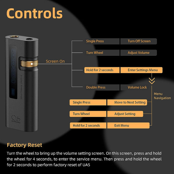 Shanling UA5, Portable Dongle DAC and Amplifier: Zero Noise USB DAC, OLED Screen, 32bit768kHz DAC/AMP (UA5)