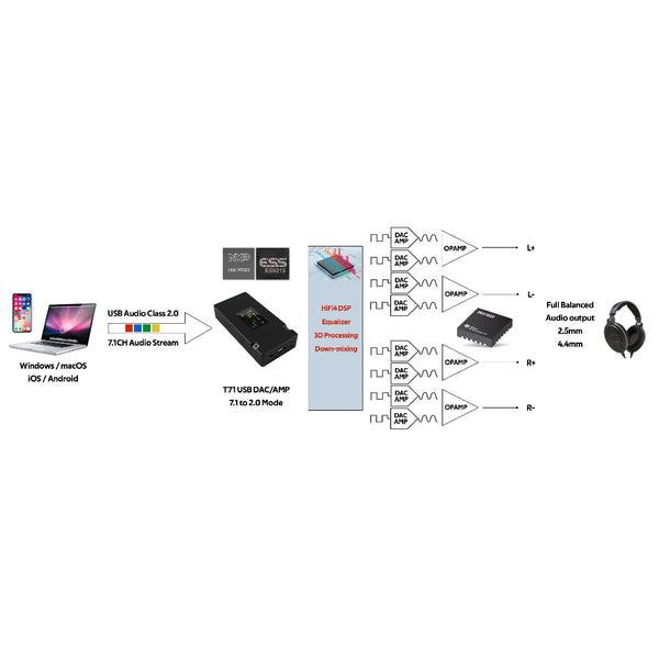 Qudelix T 71, USB DAC and Amplifier: Premium Decoding DAC/AMP (T 71)