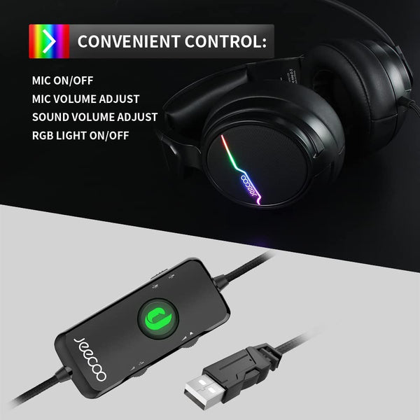 Jeecoo V20U, Stereo Gaming Headphones: for PS4, Xbox One S - Noise Cancelling with Microphone Gamer Headset (V20U)