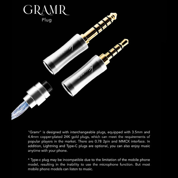 Kinera Gramr, In-Ear Monitors Upgrade Cable: Modular High-Purity Silver-Plated Replacement Cable (Gramr)