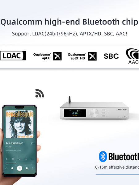 SMSL D400EX, Digital-to-Analog Converter: Bluetooth 5.0 1pcs AK4191+2pcs AK4499EX Flagship Decoder DAC (D400 EX)