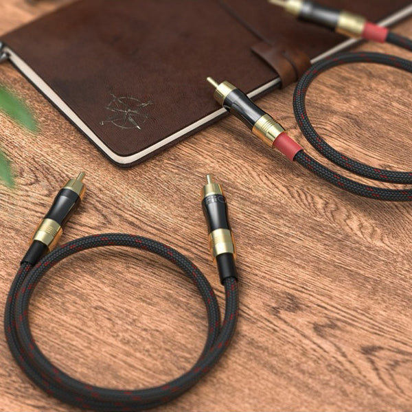 FiiO LR-RCA2, Dual RCA Audio Cable (50CM): High-Purity Monocrystalline Copper Wires Analog Audio Cable (LRRCA2, LR RCA2)