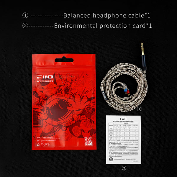 FiiO LS-4.4A, In-Ear Monitors Upgrade Cable: Silver-plated Copper Dual Pin Replacement Cable (LS4.4A, LS 4.4A)