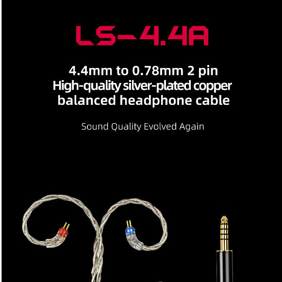 FiiO LS-4.4A, In-Ear Monitors Upgrade Cable: Silver-plated Copper Dual Pin Replacement Cable (LS4.4A, LS 4.4A)