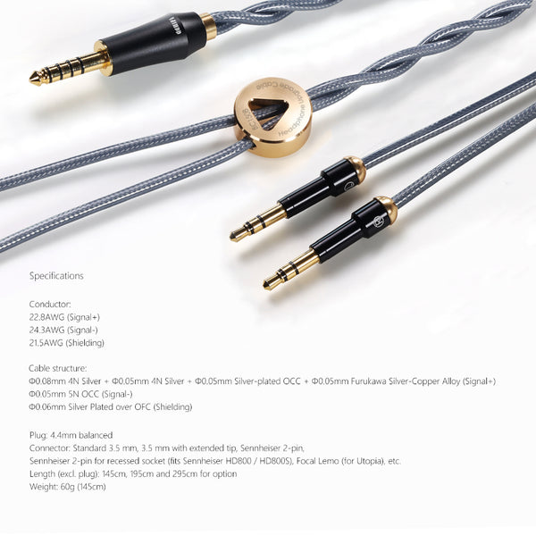 ddHifi BC150B or BC150XLR, In-Ear Monitors Upgrade Cable: Double Shielded Silver Replacement Cable (BC 150B, BC150 XLR)