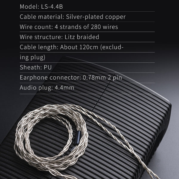 FiiO LS-4.4B, In-Ear Monitors Upgrade Cable: 2-Pin 0.78 Balanced 4.4MM Dual Pin Replacement Cable (LS4.4B, LS 4.4B)