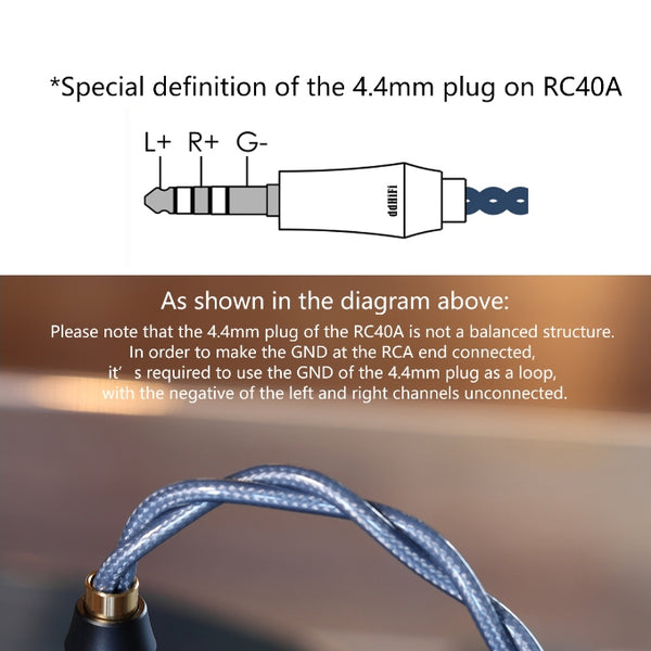 ddHifi RC30A/RC40A/RC30B, Shielded Silver RCA Cable: RCA to Balance 4.4 or 3.5mm Cables